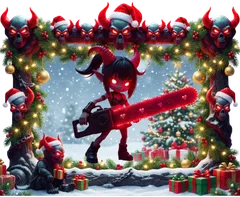Hot Hot games tile with a devil girl holding a chainsaw